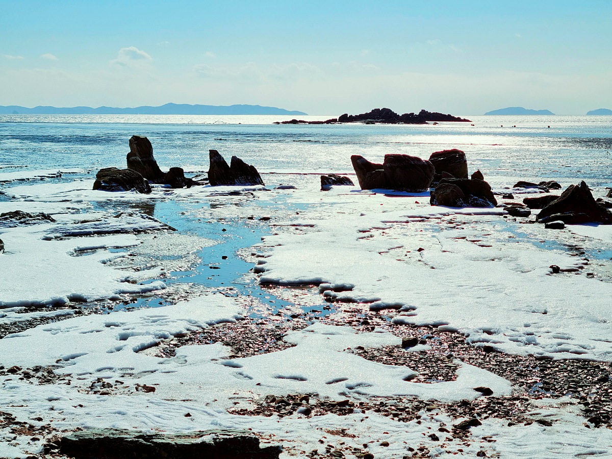 인천 강화도&amp;#44; 석모도 겨울 바다 설경 (민머루 해수욕장&amp;#44; 동막해수욕장)과 해넘이 풍경 (건평항) 
