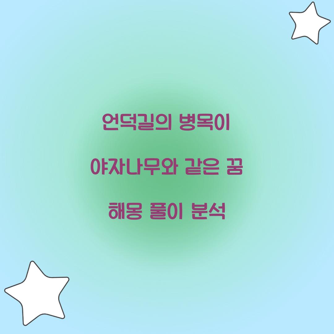 언덕길의 병목이 야자나무와 같이 되어있는 꿈 풀이 해몽 해석