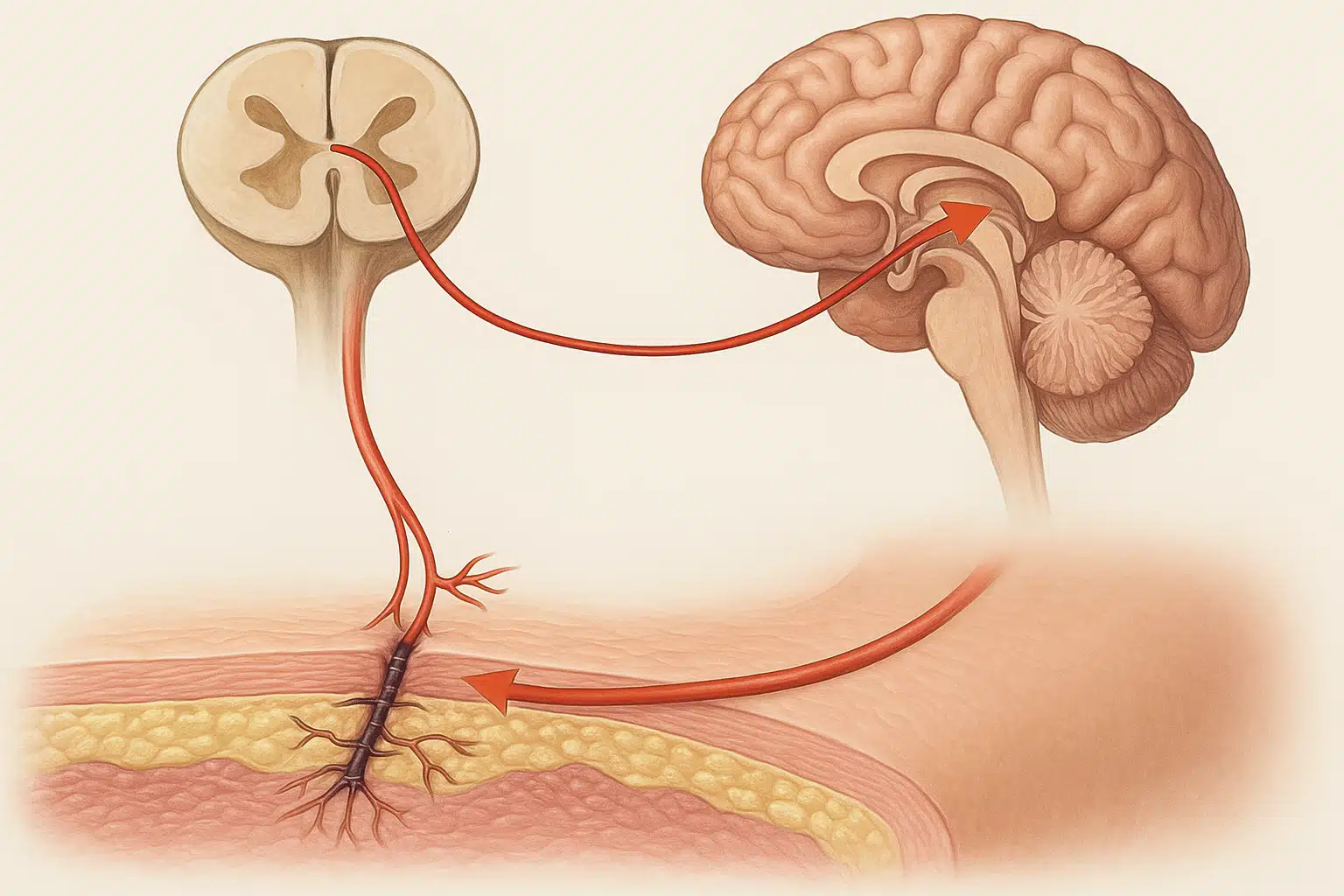손상된 감각신경 재생으로 뇌에 가려움으로 인식