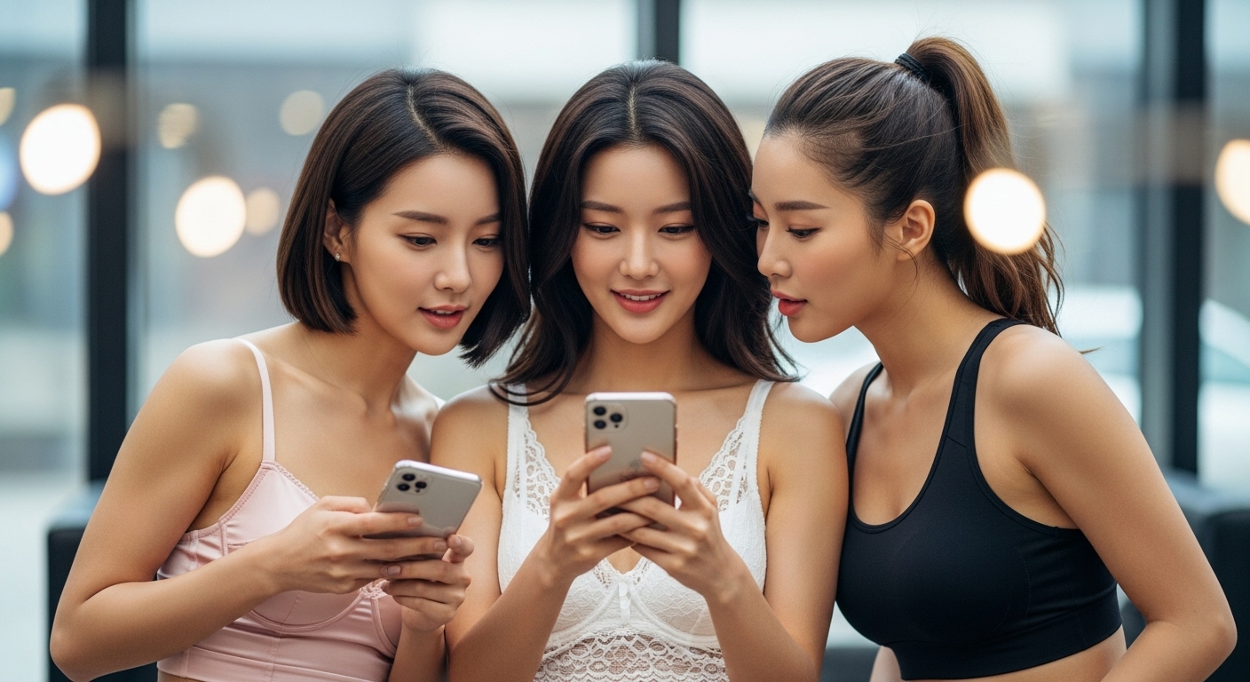 스마트폰을 보는 여자들