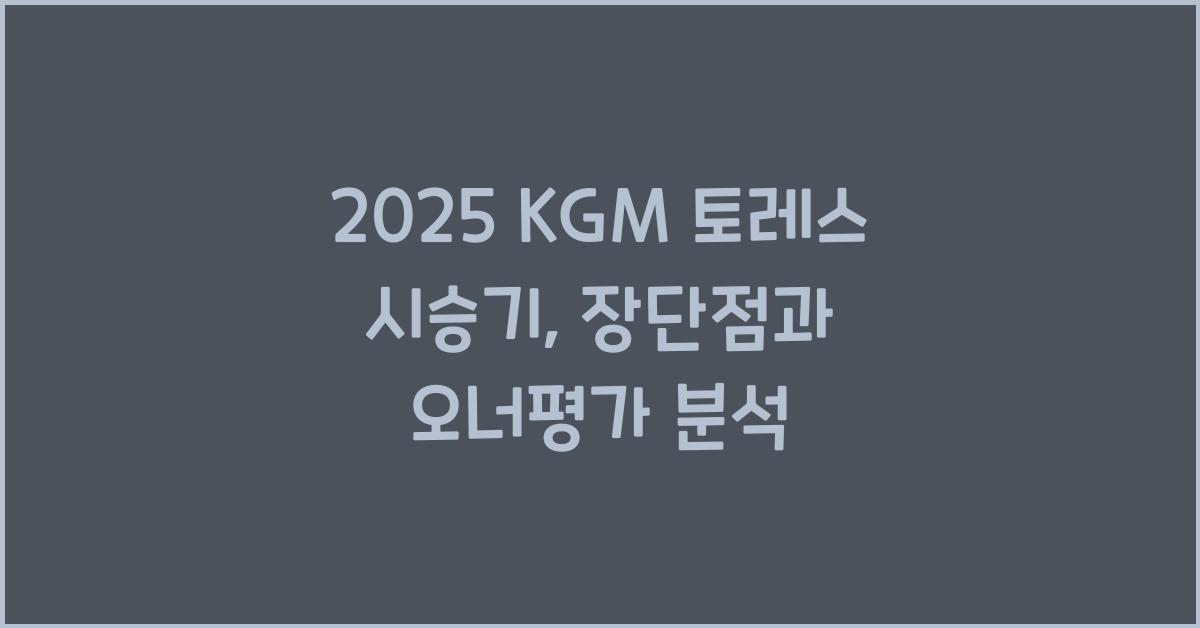 2025 KGM 토레스 시승기 제원 연비 장단점 유지비 오너평가