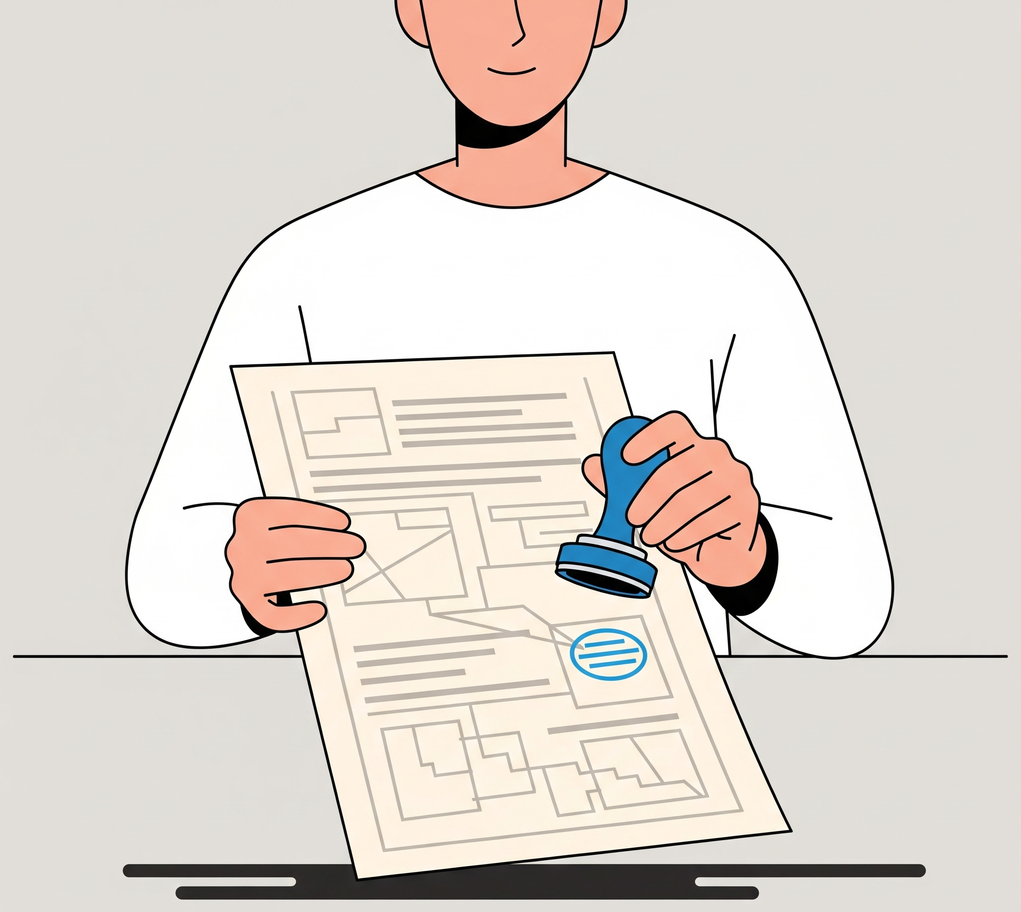 등기부등본과 건축물대장을 보며 법적 안전성을 최종 확인하는 모습