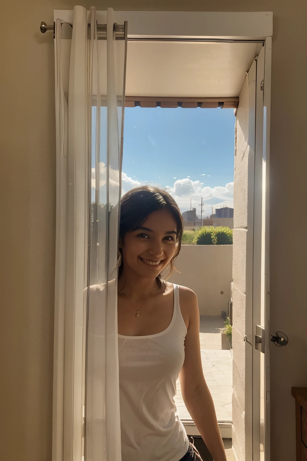 멋진 자기집을 얻은 여자의 미소 이미지