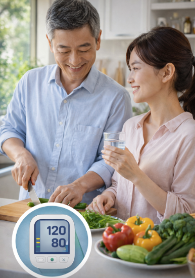 혈압을 낮추는 음식을 먹는 부부