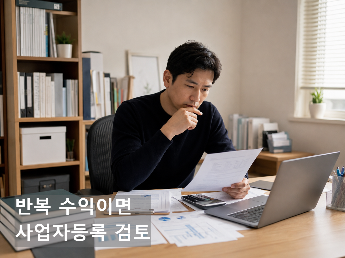블로그 부업 수익과 사업자등록 여부를 고민하는 이미지