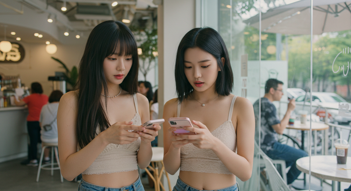 QR코드를 찾고있는 여성들