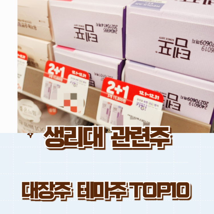 생리대 관련주 대장주 주식 TOP10