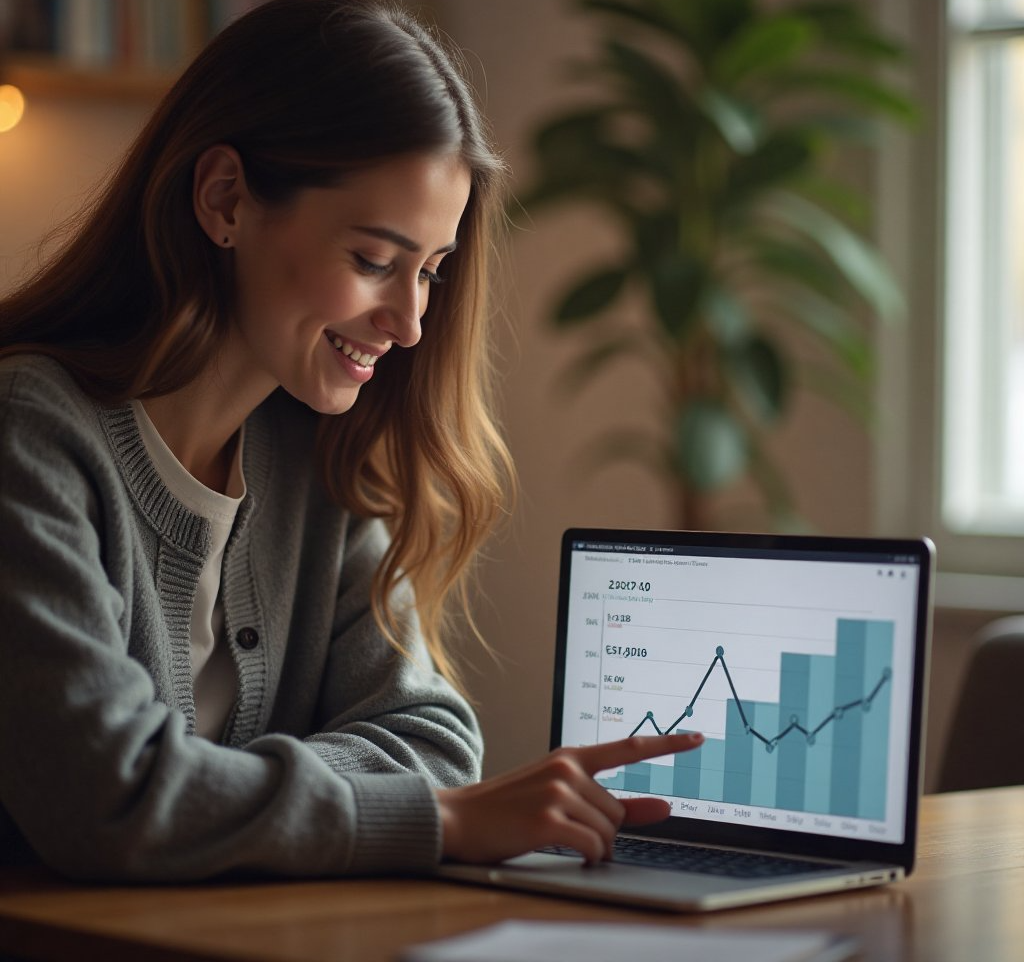 부업 수익 그래프 확인하는 직장인