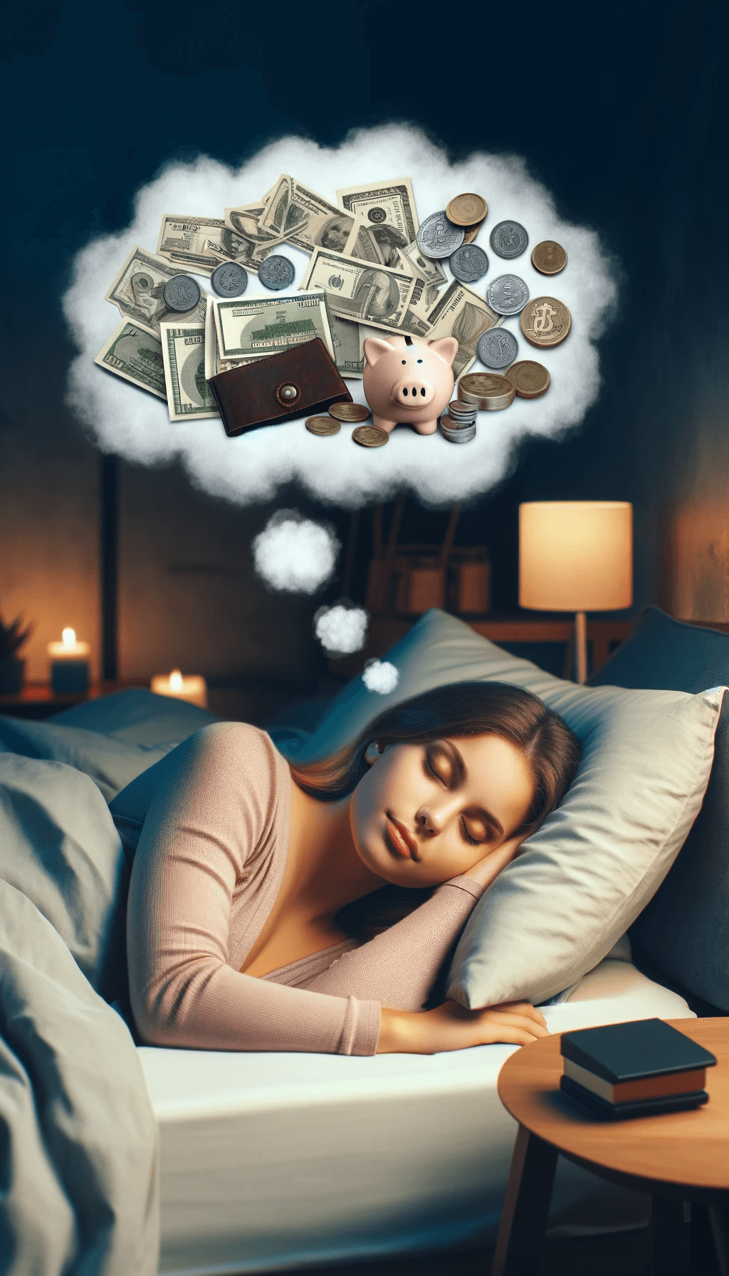 돈에관한 꿈을 꾸고있는 여성