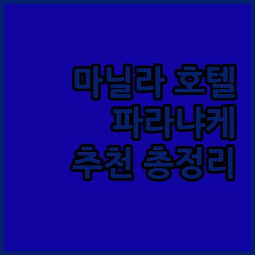 마닐라 파라냐케 호텔 추천 위치, 가