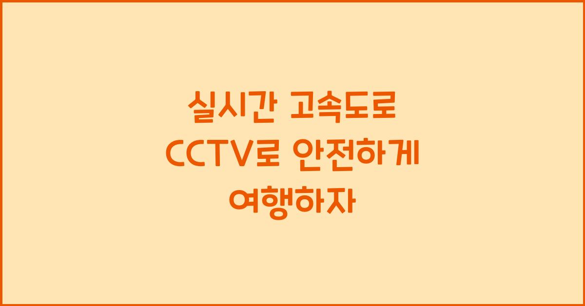 실시간 고속도로 cctv