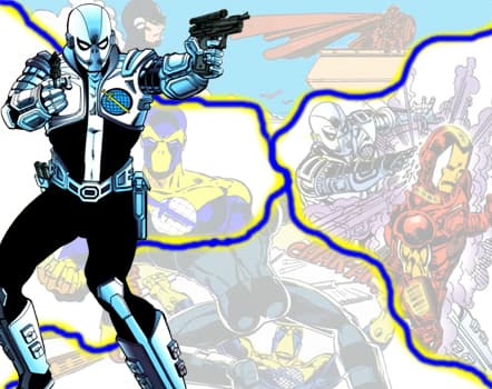 군수산업과 결합된 히어로 이미지