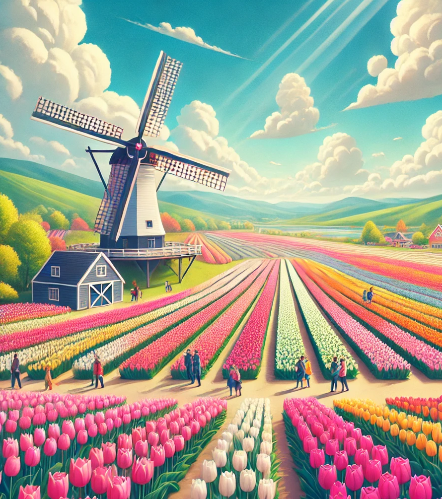 풍차와 튤립