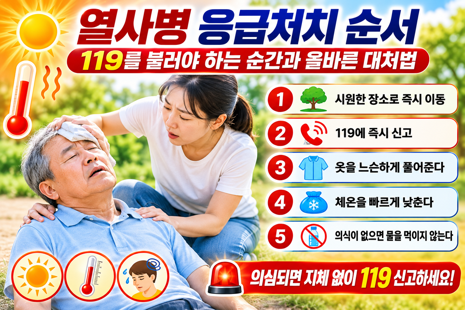 열사병 응급처치 순서｜119를 불러야 하는 순간과 올바른 대처법