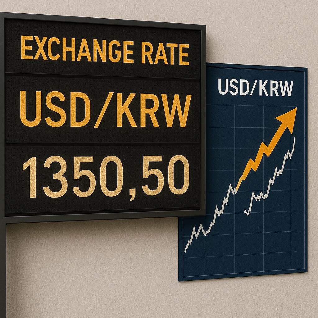 원화 달러 표시와 상승하고 있는 화살표 그래프 이미지