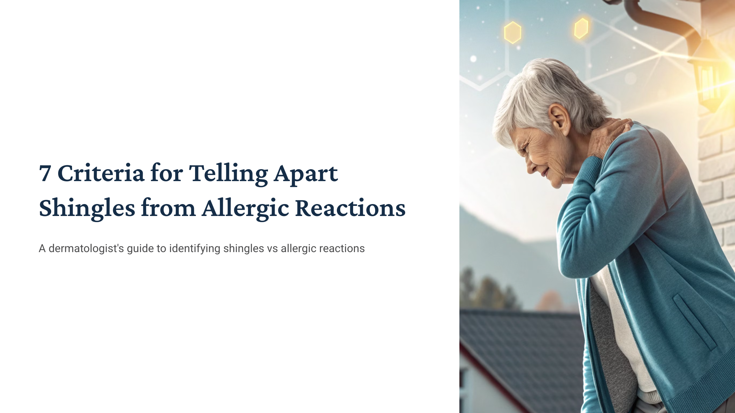 elderly person looking concerned while touching their side, soft natural lighting, showing vulnerability to shingles