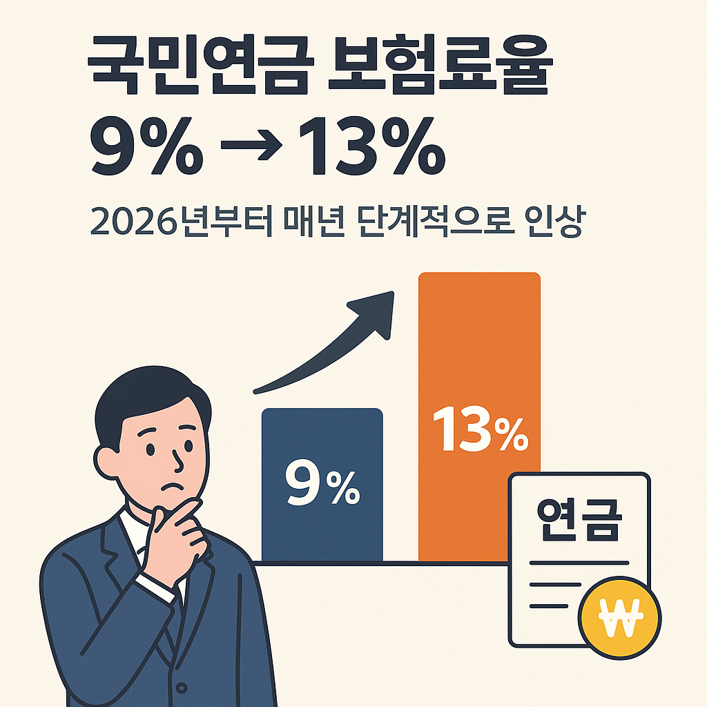 국민연금 보험료율 9%&rarr;13% 인상 정리