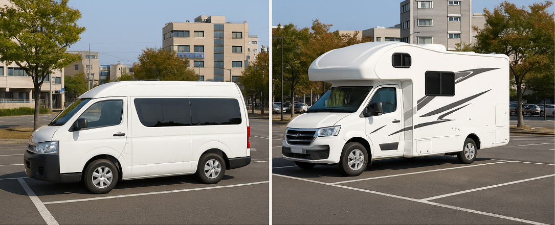 도심 공영주차장에 소형은 무리 없이 주차, 중형은 공간 넘치는 장면