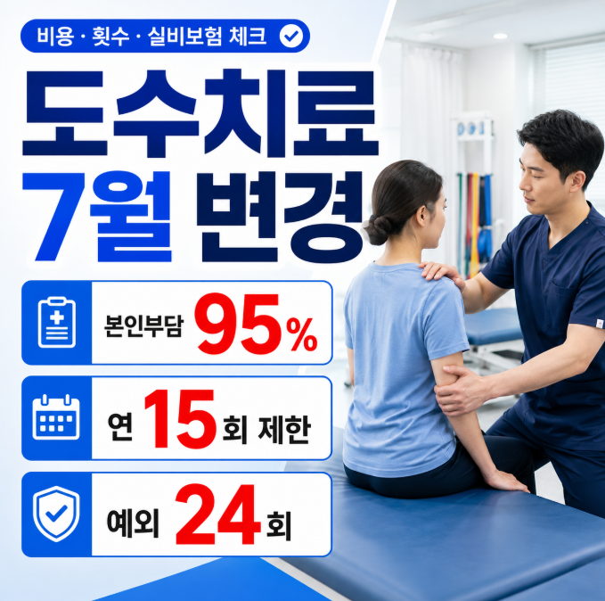도수치료 7월 변경 실비 비용 횟수 제한 본인부담 안내