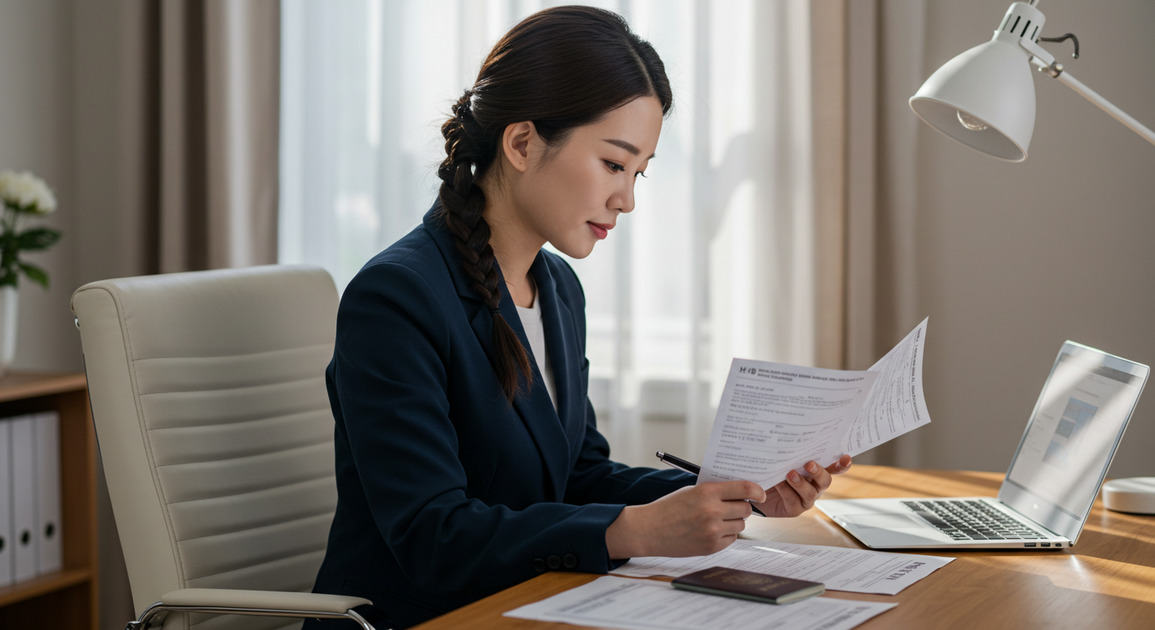 H-1B 취업비자 준비하는 여성 이미지