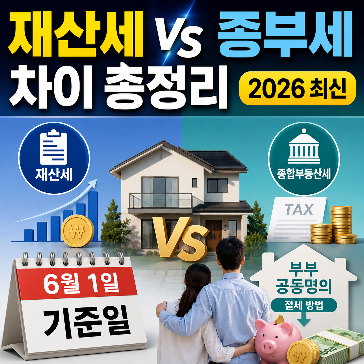 재산세 종부세 차이 총정리 (2026) ❘ 6월 1일 기준일 + 부부 공동명의 절세 방법