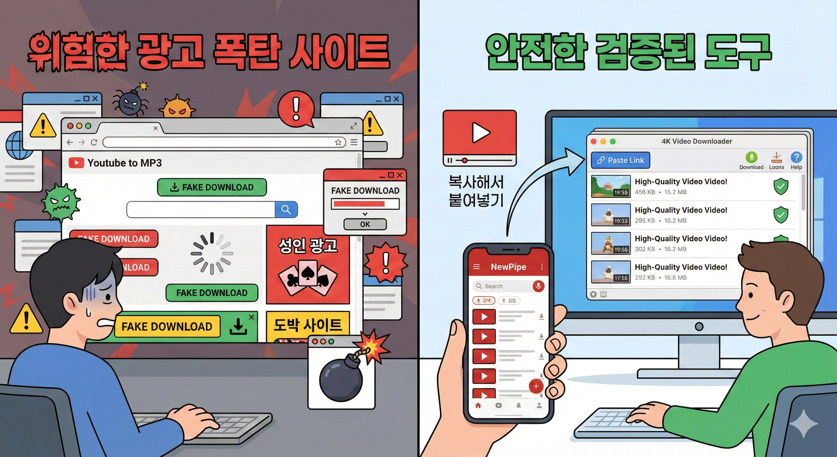 위험한 사이트 대신 안전한 도구 사용