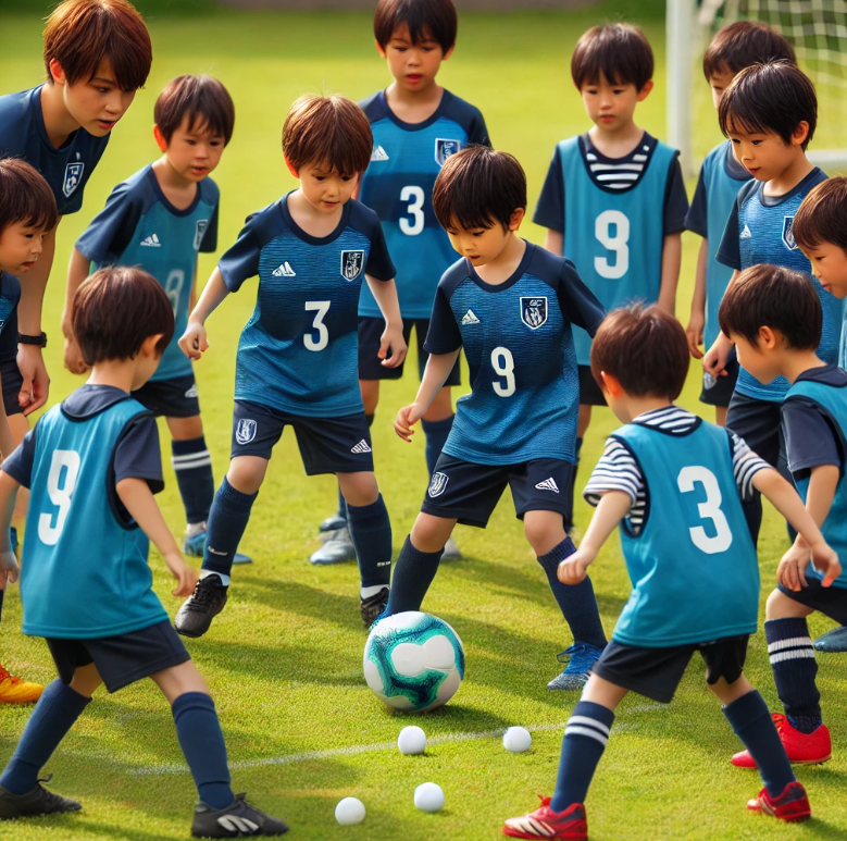 일본 유소년 선수들이 축구 훈련하는 모습관련 이미지