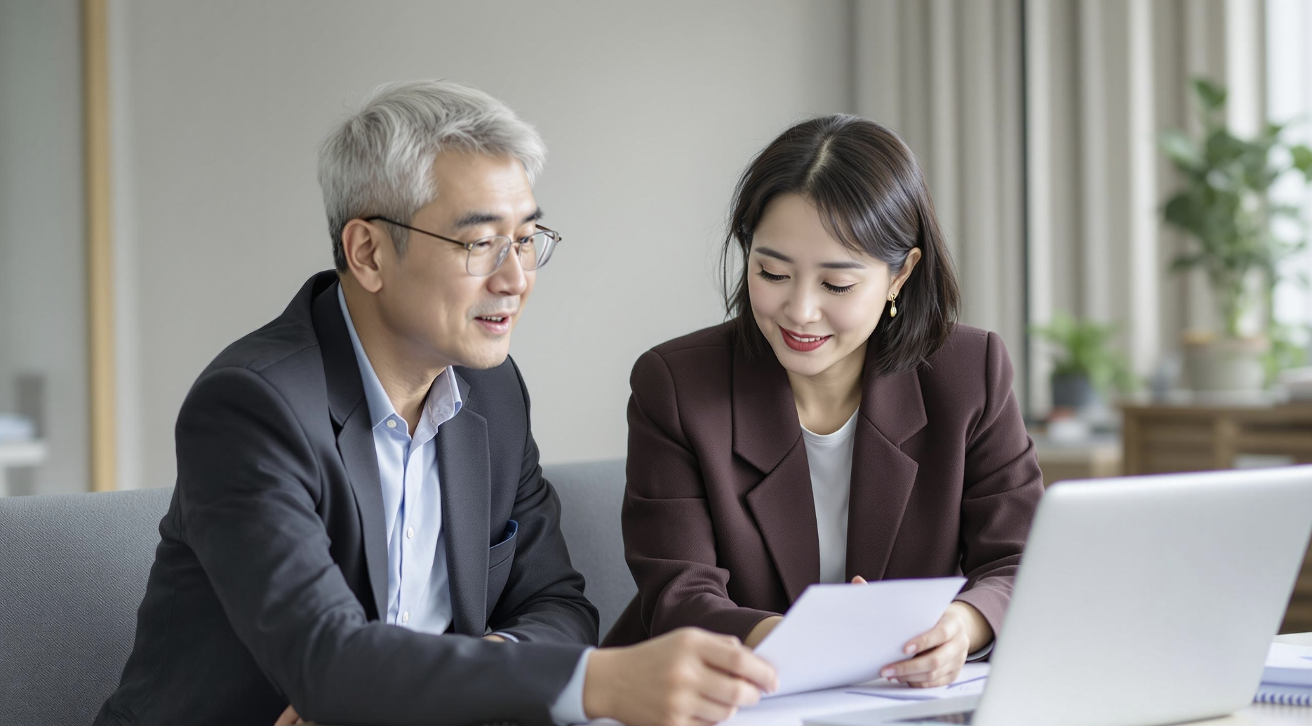중년남성이 국민연금 가입을 상담하고 있는 모습