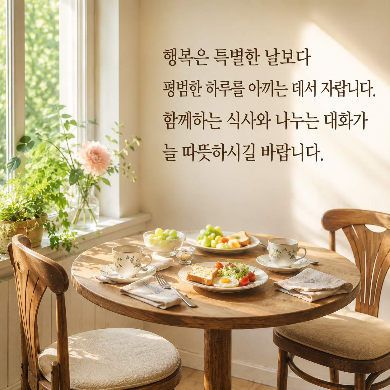 결혼 축하 문구 9 - 평범한 하루와 함께하는 식사, 따뜻한 대화를 소중히 여기는 부부를 위한 글귀
