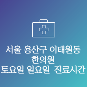 서울 용산구 이태원동 주말 토요일 일요일 문여는 병원 진료시간