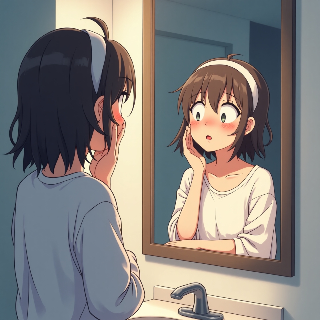 잠 못 자고 푸석한 피부를 걱정하는 여성