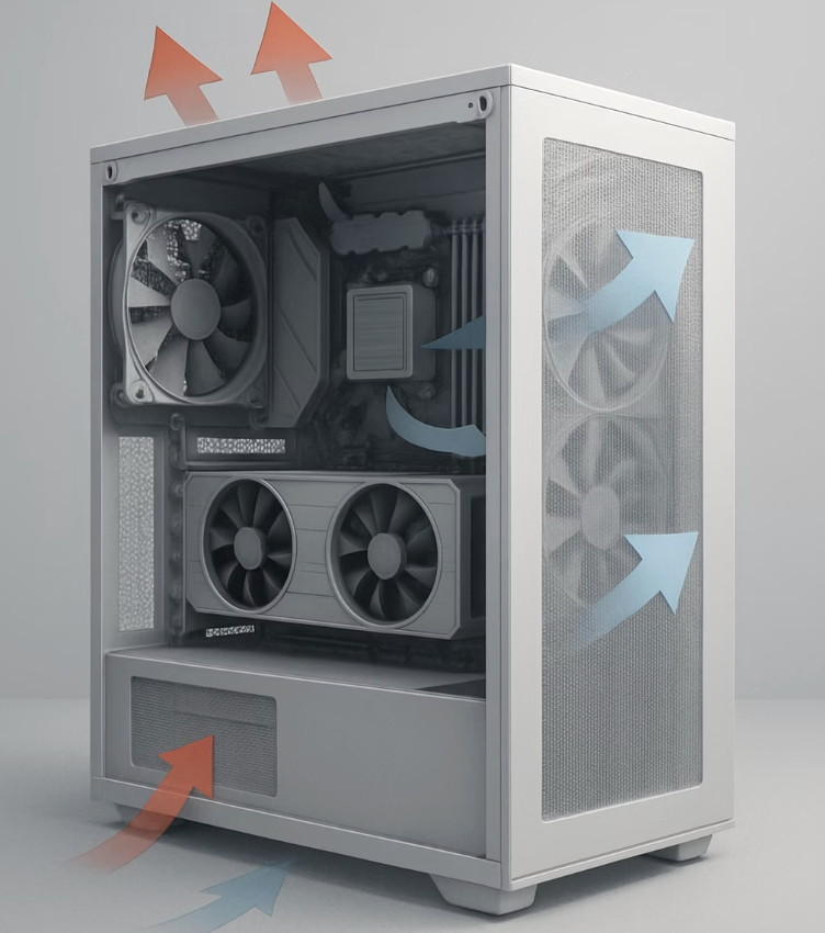 공기의 흐름을 잡는 길&amp;#44; 케이스 내부 정리