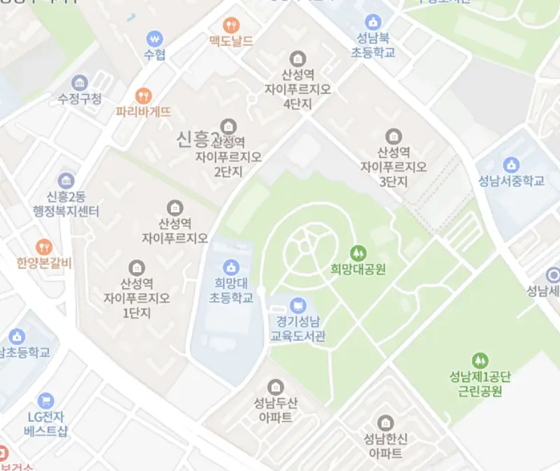 산성역-자이푸르지오-위치