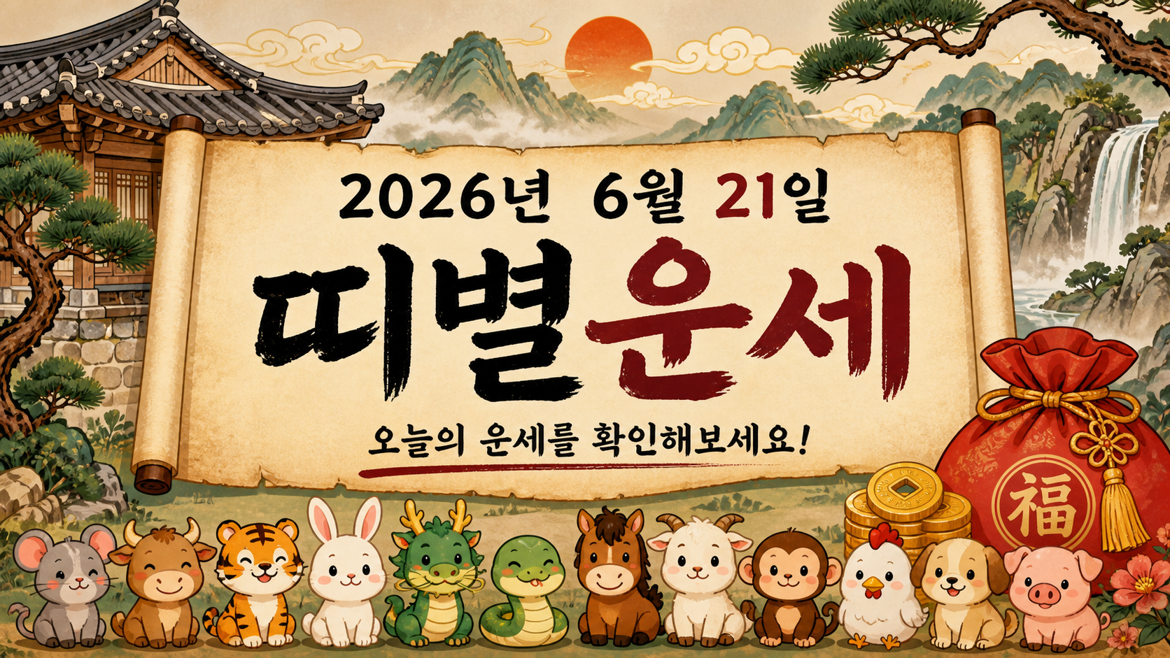 2026년 6월 21일 띠별운세 무료 보기 만세력 2D 이미지