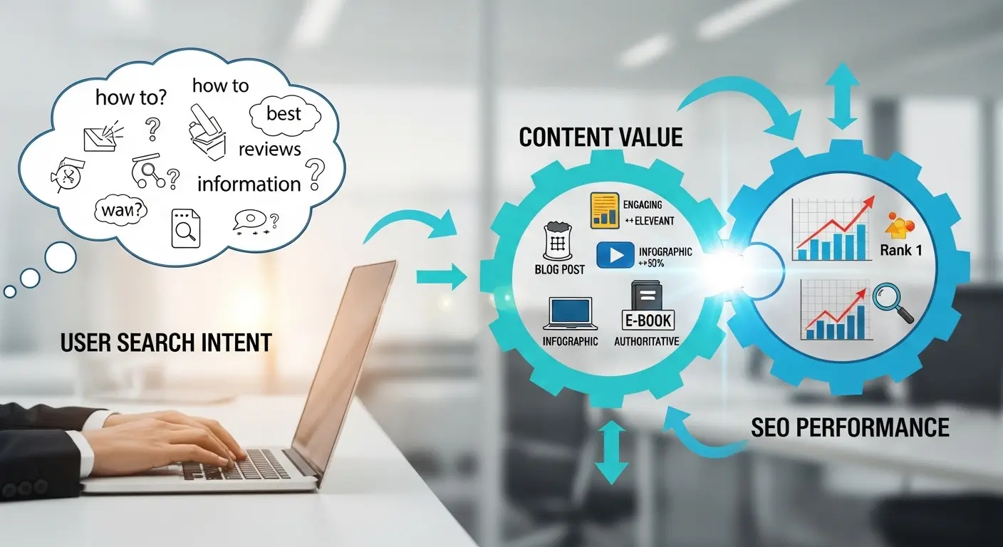 <img src="seo_intent_matching_strategy.webp" alt="사용자 검색 의도와 콘텐츠 가치를 연결해 SEO 성과를 높이는 전략을 설명한 이미지 입니다">