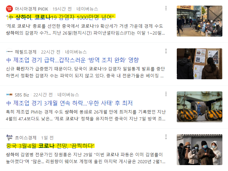 중국 상하이, 코로나 확진자 1,000만명 돌파