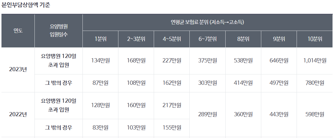 본인부담상한액 기준