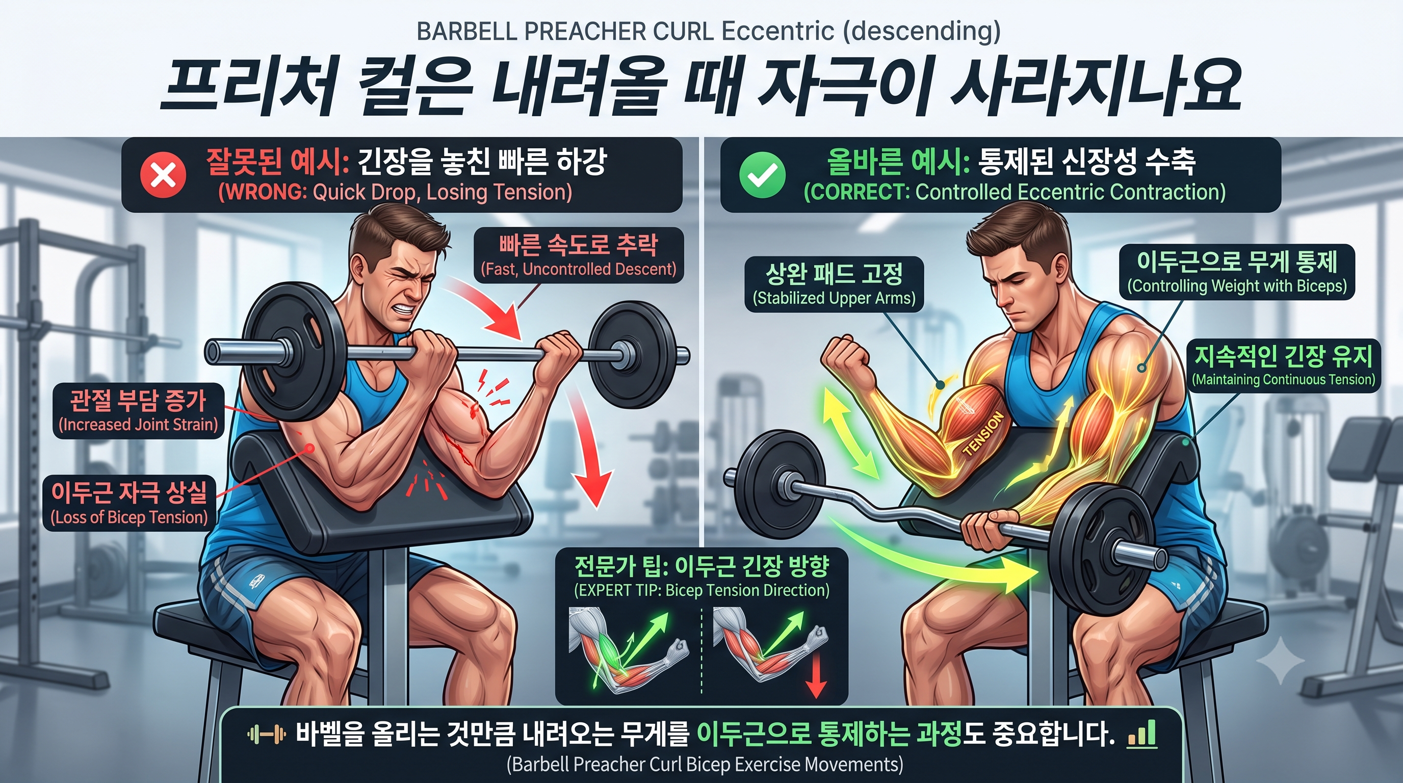 프리처 컬은 내려올 때 자극이 사라지나요