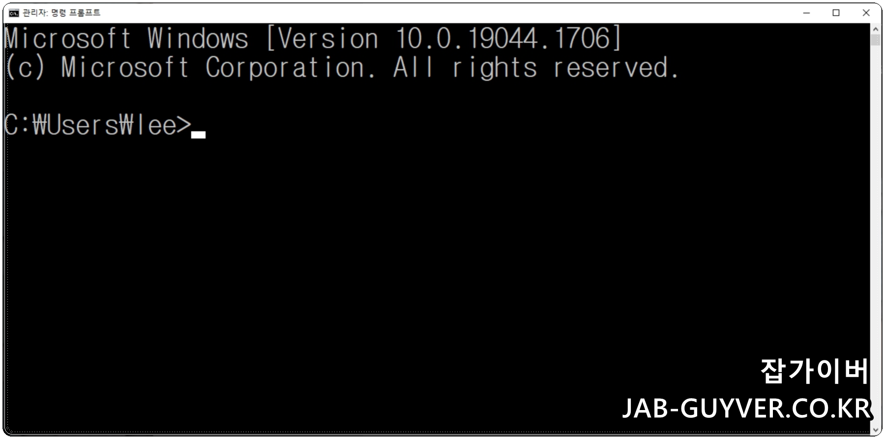 명령 프롬프트 상단에 관리자 표시가 뜬 화면