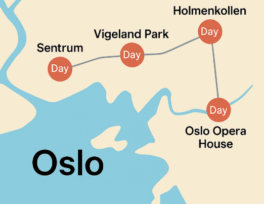 오슬로 여행 지도 사진