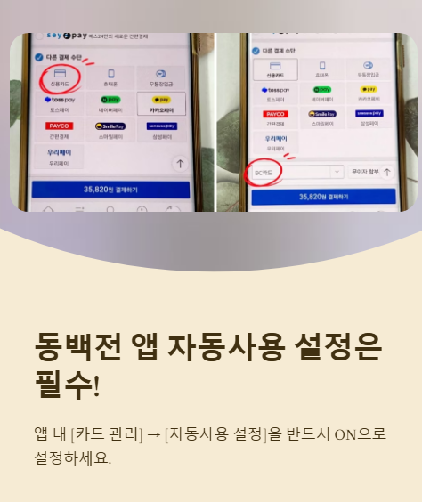 동백전 앱 자동사용 설정은 필수