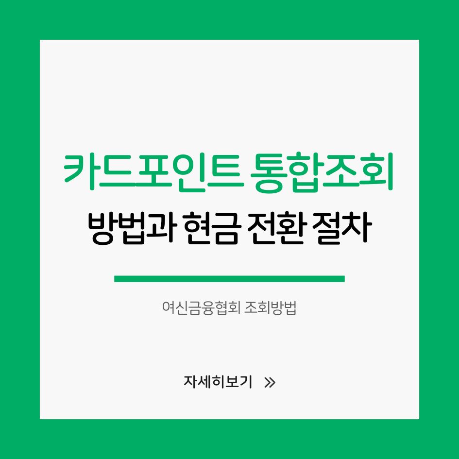 카드포인트 통합조회 방법과 현금 전환 절차 총정리