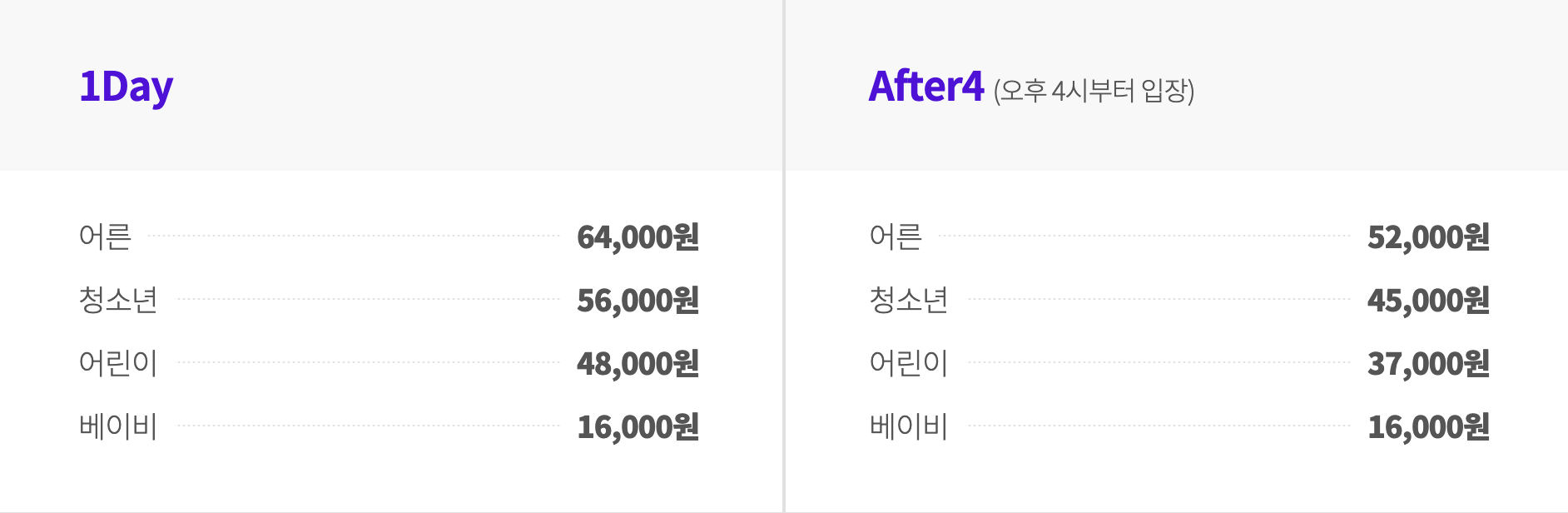 롯데월드 어드벤처 이용요금