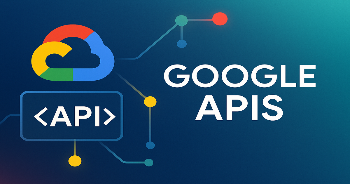 Google APIs complete guide showing OAuth authentication, REST and gRPC comparison, with Google Cloud Platform services integration for developers
