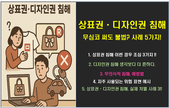 무심코 써도 불법?상표권 디자인권 침해, 자주 사용하는 위험 표현은?