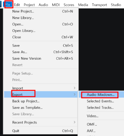 Export - Audio Mixdown