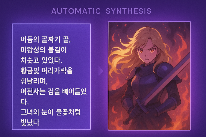 텍스트가 이미지 모션으로 변환되는 작업 화면