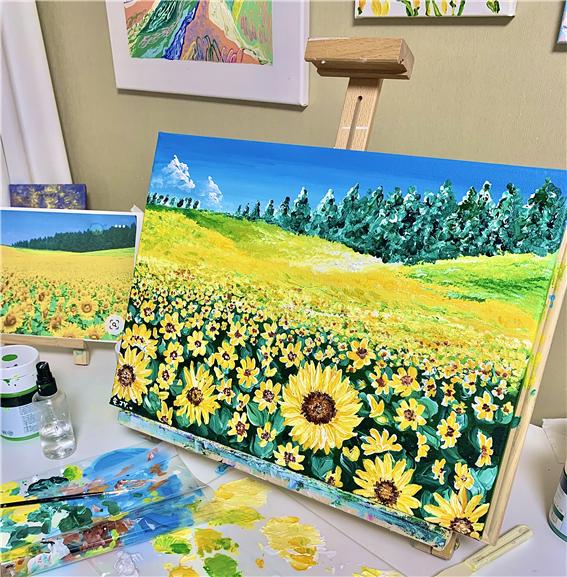 부자 되는 해바라기 그림 그리기