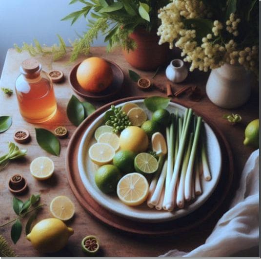 시트랄 많은 음식, 레몬그라스와 감귤류