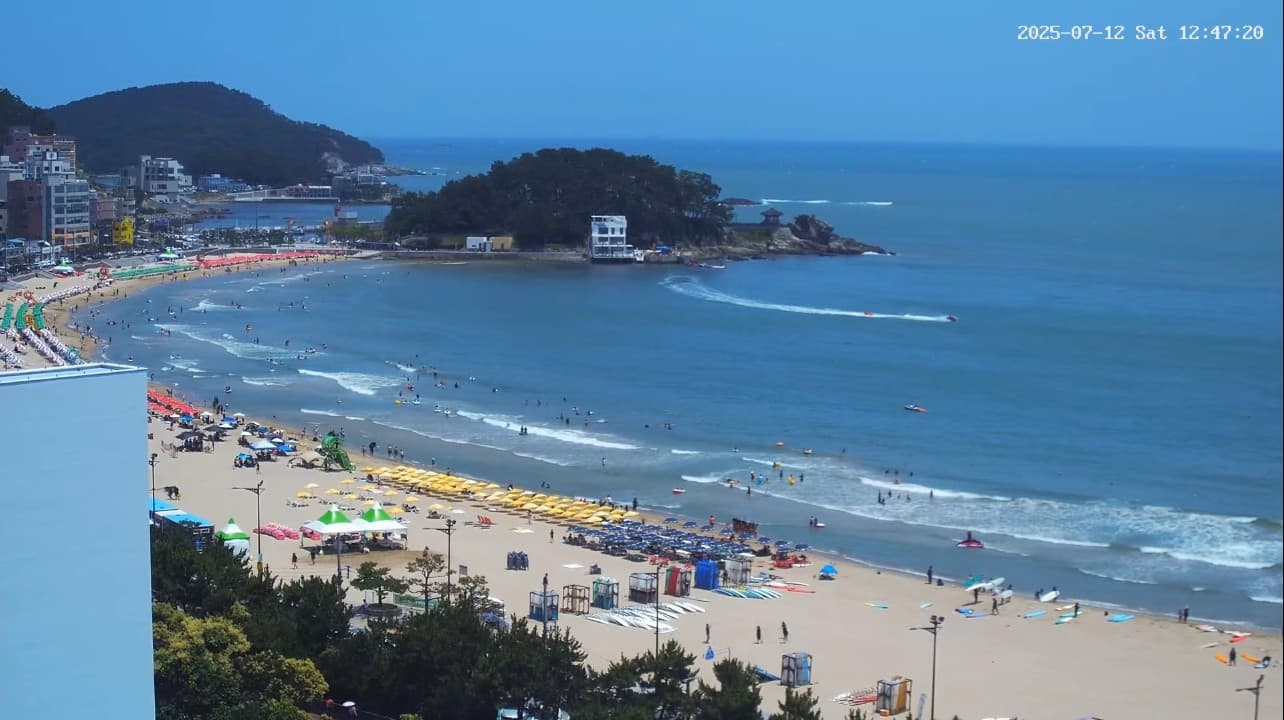 부산 송정해수욕장 [출처] GiGAeyes Live TV 영상 캡처